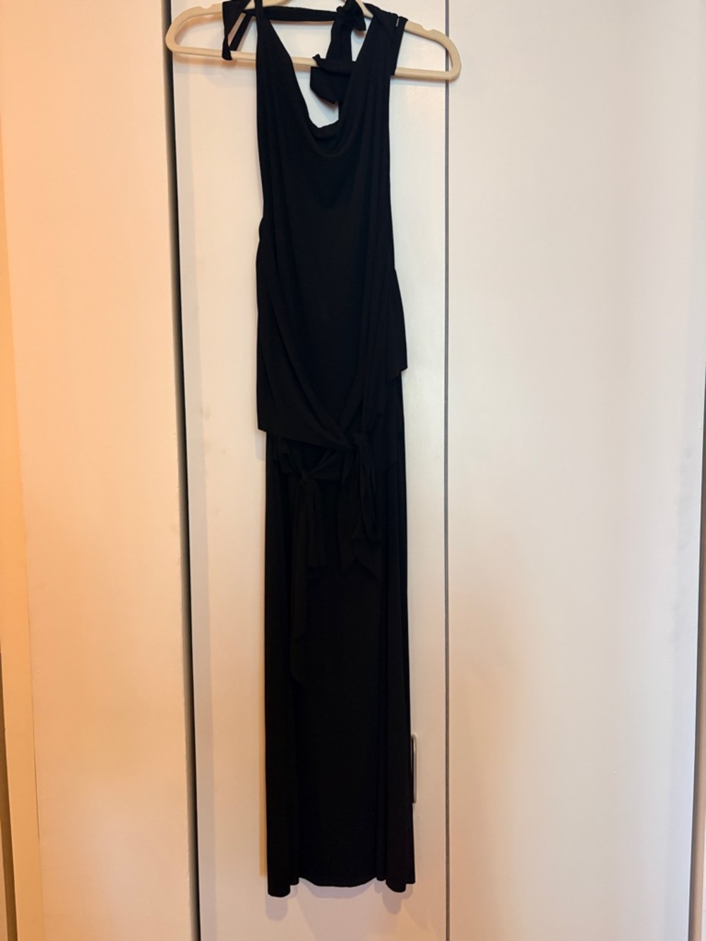 ZARA Black Halter Tie-Waist Maxi Dress
